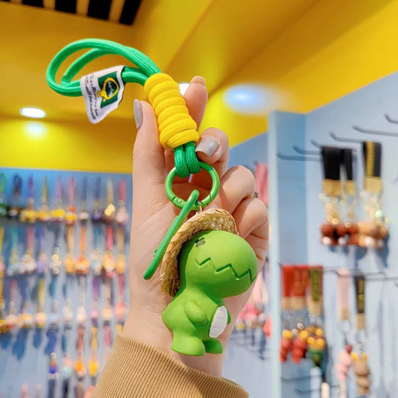 Wholesale Resin Cute Straw Hat Horror Keychain